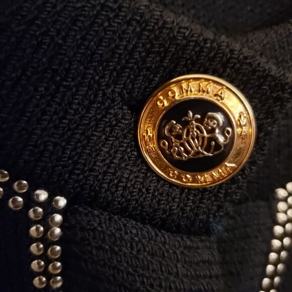 Black Goldtone Studded Long Sleeve Cardigan No Brand/Size Tags M* EUC - Picture 8 of 9